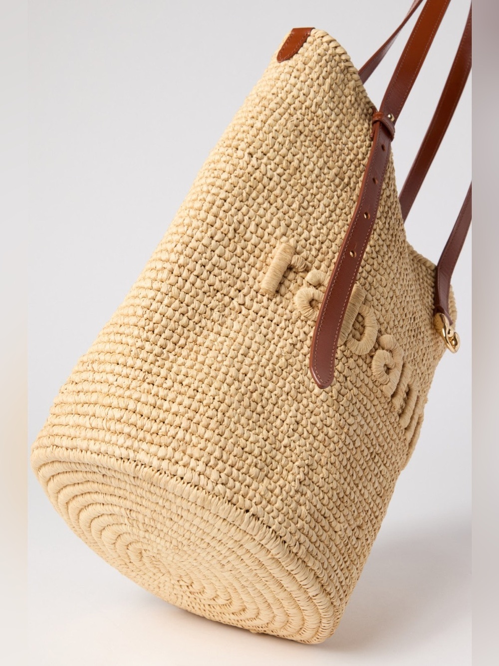 Paco Rabanne Natural Woven Tote with Brown Leather Straps - Picture 3 of 10